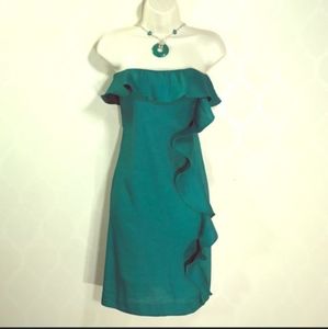 Green strapless BR dress